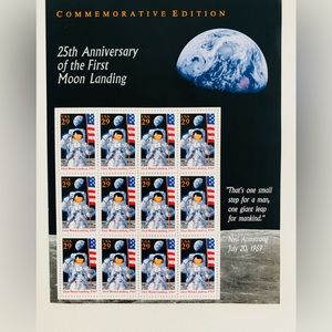 25th Anniversary Landing On The Moon Stamp Sheet  NEW